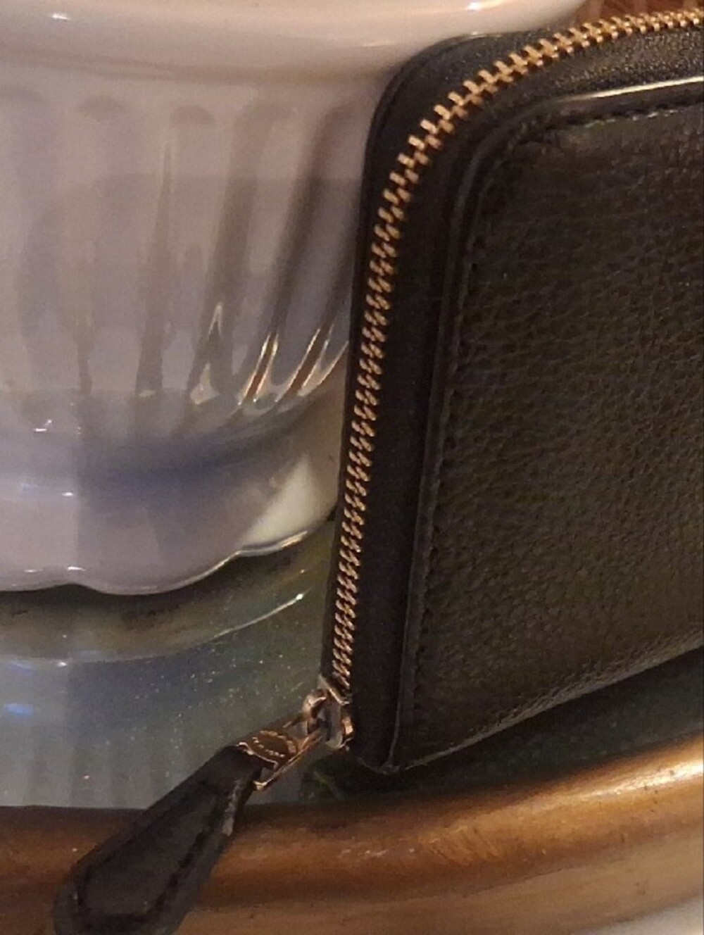 Coach Black Pebbled Leather Zip Wallet with Gold Logo Accent - Picture 6 of 12